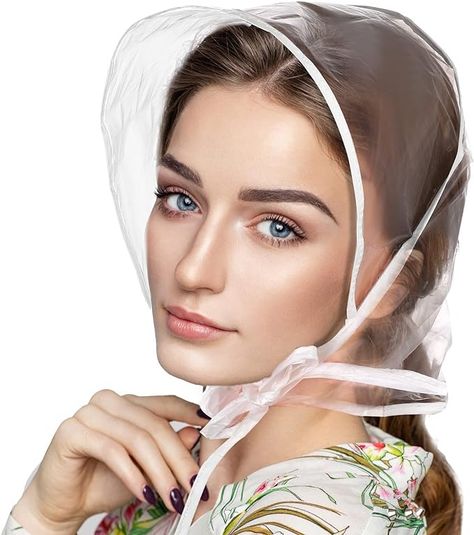 6PCS Rain Bonnet with Visor Clear Plastic Rain Hats Waterproof Rain Scarf Rain Bonnet Protect Hairstyle for Unisex Men Women Lady Rain Wear Rain Cover Rain Cap at Amazon Women’s Clothing store Rain Bonnet, Purse Covers, Rain Cap, Rain Wedding, Rain Hat, Office Bag, Coat Pocket, Head Hair, Rain Cover