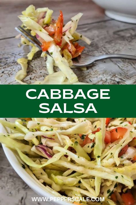 Mexican Cabbage Salsa, Cabbage Salsa, Spicy Vegetarian Recipes, Homemade Coleslaw, Jalapeno Recipes, Pickled Cabbage, Spicy Salsa, Hot Peppers, Vegetarian Appetizers