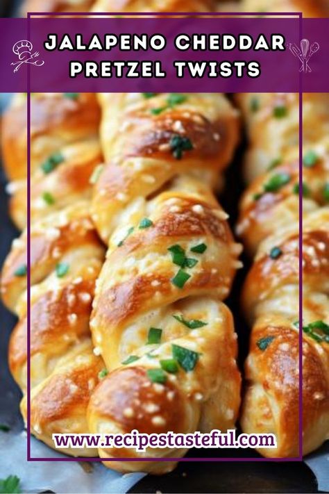 Combining the soft, chewy texture of homemade pretzels with the bold flavors of cheddar and spicy jalapenos, these pretzel twists are perfect as a snack or appetizer and come together quickly with simple ingredients. Spicy Pretzels, Baked Pretzels, Soft Pretzel Recipe, Homemade Pretzels, Pretzel Twists, Jalapeno Cheddar, Pretzels Recipe, Soft Pretzels, Quick Weeknight Meals