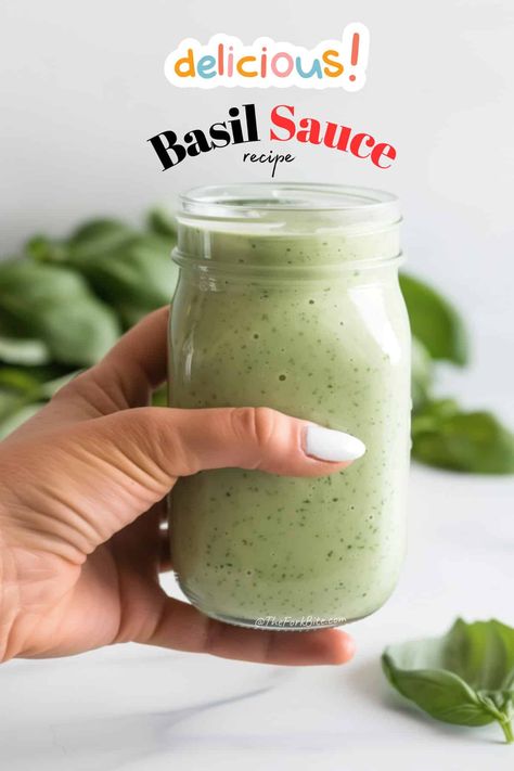 Make a delicious, creamy basil sauce in minutes! This vibrant recipe bursts with fresh basil, garlic, Parmesan, and a hint of lemon. Fresh Basil Sauce, Garlic Basil Sauce, Basil Dipping Sauce, Ideas For Fresh Basil, Creamy Basil Sauce, Creamy Basil Pesto Sauce, Healthy Basil Recipes, How To Make Pesto Sauce, Recipes Using Fresh Basil