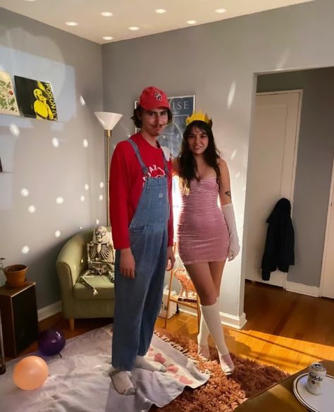 East Cute Couple Costumes, Hot Princess Peach Costume, Couple's Costume For Halloween, Bf And Gf Halloween Costume Ideas, Mario Couples Costumes, Couple Halloween Custome, Matching Couple Customes Halloween, Couple Anime Halloween Costumes, Couple Halloween Costumes Mario