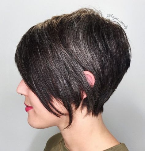 Tapered Pixie with Long Side Bangs Short Taper Haircut, Tapered Pixie, Blonde Balayage Bob, Long Side Bangs, Longer Pixie Haircut, Tapered Haircut, Cute Short Haircuts, Curly Hair Types, Short Brown Hair