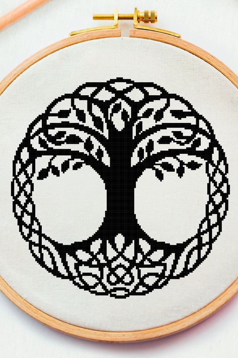 Tree Of Life Pixel Art, Tree Cross Stitch Pattern, C2c Tree Of Life Pattern, Tree Of Life Cross Stitch, Tree Of Life Knitting Pattern, Tree Of Life Cross Stitch Pattern Free, Tree Of Life Embroidery Pattern Design, Cross Stitch Tree Of Life Pattern, Celtic Cross Stitch