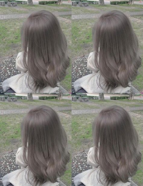 Milk Tea Gray Hair, Dust Ash Hair Color, Dust Ash Hair, Hair Color Ideas Korean Style, Ash Grey Hair, Ulzzang Hair, Korean Hair Color, Ash Hair, Ash Hair Color