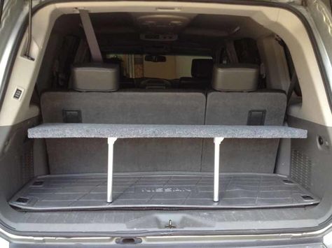 Your Trunk Can Now Double in Size Thanks to This DIY Pop-Up Shelf Trunk Shelf, Diy Trunk, Suv Storage, Car Camping Essentials, Car Trunk Organizer, Organize Everything, Closet Rack, Household Help, Trunk Organizer