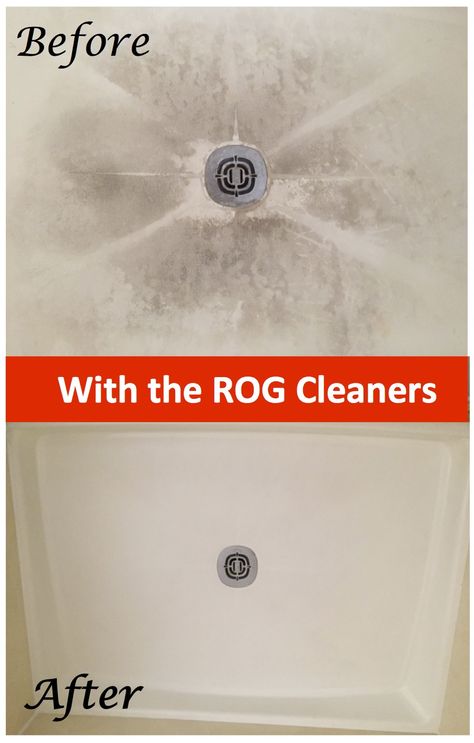 First, i caller Vince 800-586-2325 I used a combination of both products to remove 20 year old soap scum imbedded in a nonslip shower floor. Nothing worked for the past 20 years until I found ROG on the Internet. After 3 separate cleanings, the shower floor looks brand new. I was impressed to say the least. Give it a second and third cleaning if your first attempt does not do the trick. My wife could not believe the difference after she returned home after my 1 hour cleaning project. This stuff Clean Hacks, Homemade Toilet Cleaner, Clean Baking Pans, Hardwood Floor Cleaner, Cleaning Painted Walls, Glass Cooktop, Deep Cleaning Tips, Hard Water Stains, Toilet Cleaner