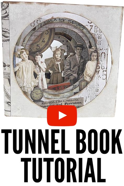 Tunnel Book Ideas, Diy Paper Book, Tunnel Book Tutorial, Diy Tunnel, Book Art Diy Tutorial, Book Art Sculptures, Tunnel Book, Book Tutorial, Book Craft