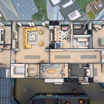 HUGE FAMILY APARTMENT 💛 | Aveline's Patreon sur Patreon Big Apartment Floor Plan, The Sims 4 Apartment Floor Plans, Sims 4 Apartment Floor Plan, 1010 Alto Apartments Sims 4 Layout, Alto Apartments Sims 4, 1010 Alto Apartments Sims 4 Floor Plan, Family Apartment Sims 4, 4 Bedroom Apartment Floor Plans, Sims 4 Apartment Build