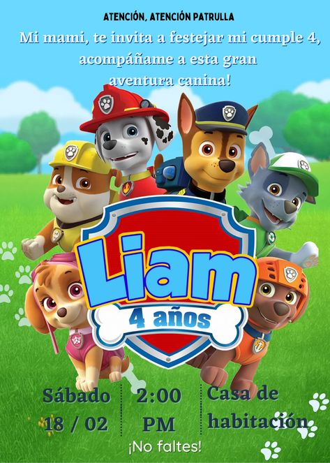 Tarjeta digital de cumpleaños Paw Patrol Paw Patrol Pups, Paw Patrol, Invitation Template