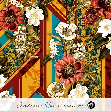 Andressa Ruschmann on Behance Dolce Gabanna Wallpaper, Ethnic Print Pattern, Print Scarf Design, Floral Foliage, Owen Jones, Print Design Art, Textile Prints Design, Illustration Portfolio, Cards Art