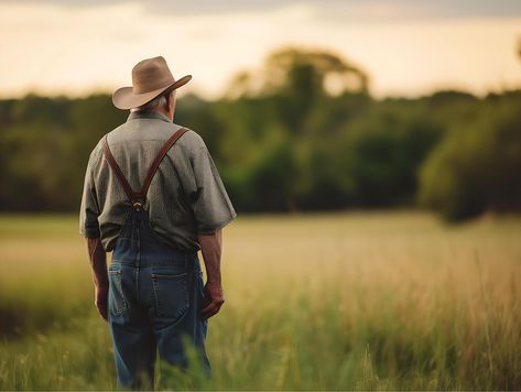 AI generated Portrait of a senior farmer standing in a wheat field at sunset Farmer Overalls, Field At Sunset, Wheat Field, Wheat Fields, Dark Photography, Senior Photos, Wheat, Farmer, For Free