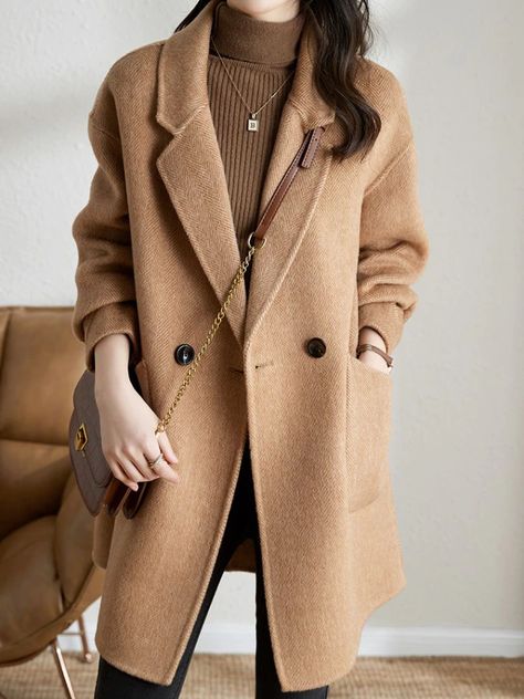 Winter Jackets 2022 Woman Thick Warm Casual Big Pocket Tweed Coat Temperament Turn down Collar Korean Fashion Long Coat Women| | - AliExpress Korean Fashion Winter Coats Jackets, Long Coat For Girls Winter, Long Coats For Women Classy Winter, Korean Long Coat Outfit, Korean Coats For Women, Korean Coat Outfits, Korean Winter Outfits Coats, Brown Coat Outfit Winter, Long Coat Korean Style