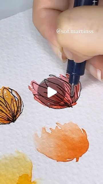 Sof (Sophia Martins) on Instagram: "Some water and some flowers! It’s a blooming summer 💐   #easydrawings #watercolor#watercolorflowers #floresemaquarela" Doodle Watercolor Art, Watercolor Doodles Flowers, Watercolor And Ink Tutorial, Watercolour Journaling, Doodles Flowers, Ink Tutorial, Joel Sunny, Fodder School, Watercolor Doodles