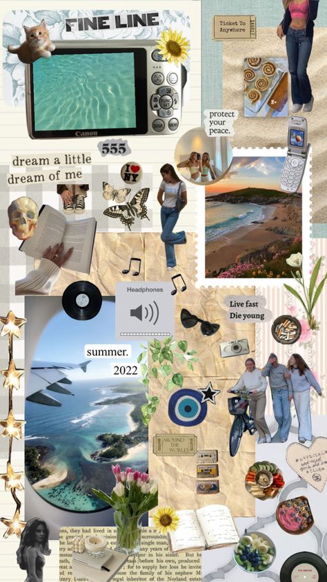 summer 2022 ☀️ #vintage #journaling #scrapbooking #aesthetic #collage #music #gracieabrams #love #pinterest #pinterestshuffle #moodboard #summer22 #vibe Travel Moodboard Collage, Ocean Aesthetic Collage, Italy Shuffle, Summer Shuffle Wallpaper, Scrapbooking Aesthetic, Pinterest Shuffles Aesthetic, Collage Music, Vintage Journaling, Shuffles Summer