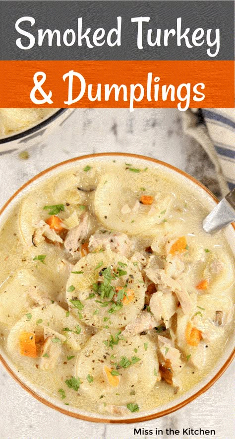 Turkey Dumplings Recipes, What To Do With Smoked Turkey, Recipes Using Smoked Turkey, Smoked Turkey Recipes Leftover, Recipes With Smoked Turkey, Smoked Turkey Leftover Recipes, Turkey And Dumplings Easy, Leftover Turkey And Dumplings, Smoked Turkey Soup Recipes