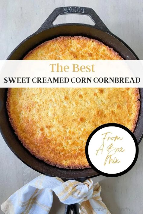 Need a super easy, slightly sweet cornbread recipe? This one doctors up a box mix and tastes homemade. With just a few ingredients you can make the best sweet cream corn cornbread you have ever tasted. Krusteaz Cornbread Recipes Creamed Corn, Doctored Up Jiffy Cornbread, Cream Corn Cornbread, Cream Corn Cornbread Recipe, Sweet Creamed Corn, Sweet Cornbread Recipe, Corn Cornbread, Sweet Cream Corn, Creamed Corn Cornbread