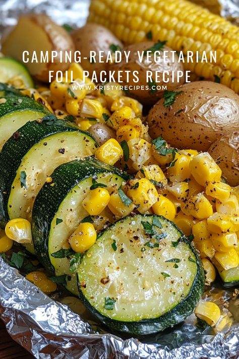 Need a quick and healthy meal idea? These Vegetarian Foil Packets combine fresh veggies and zesty seasonings for a satisfying dish that’s ready in no time. Great for weeknight dinners or outdoor gatherings! #EasyVegetarian #MealPrepIdeas #FoilDinner #GarlicLemonZucchini #HealthyLifestyle Vegetable Only Meals, Recipe With Corn, Veggie Meal, Foil Dinners, Lemon Zucchini, Foil Packet Meals, Baked Veggies, Easy Grilling, Baked Vegetables