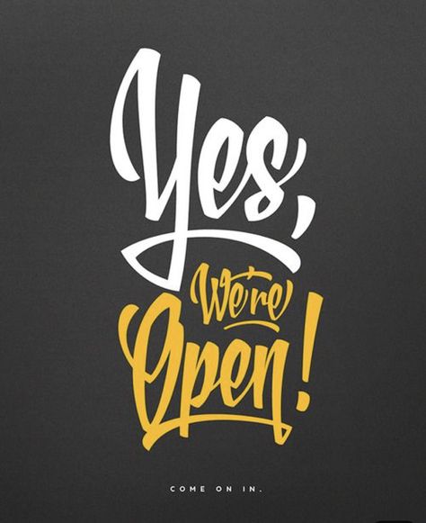 Yes, we’re open Typographie Inspiration, Design Alphabet, Open Sign, Brush Script Fonts, Cool Typography, We're Open, Brush Script, Lettering Styles, Behance Project