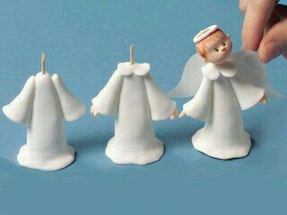 Christening Cupcakes, Clay Angel, Christmas Cake Topper, Xmas Cake, Angel Cake, Fondant Tutorial, Angel Crafts, Christmas Clay, Polymer Clay Christmas