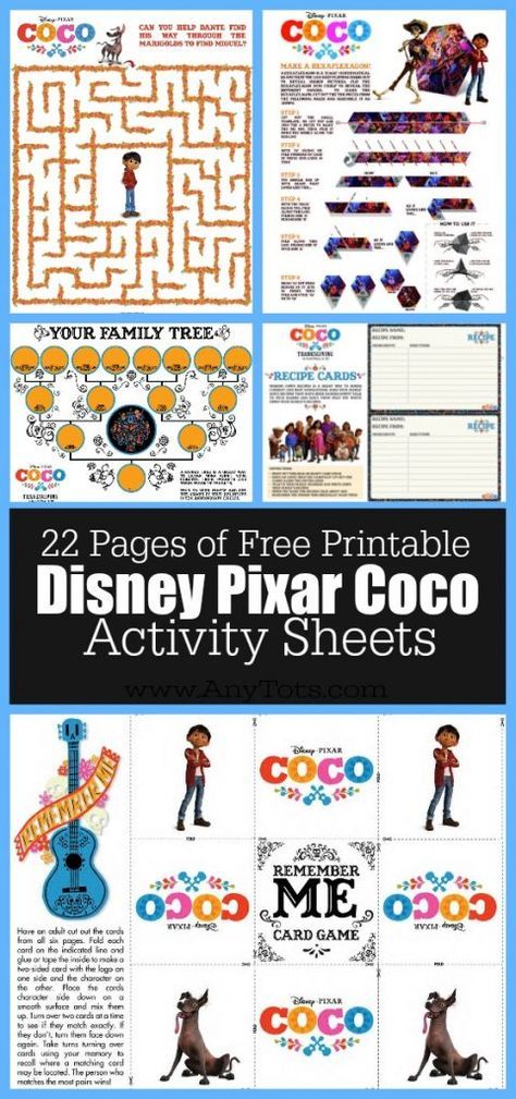 Free Disney Pixar Coco Coloring Pages, Coco Activity Sheets, Coco Recipe Cards, Coco Craft Tutorial. www.anytots.com #PixarCoco #FreePrintable #ColoringPages Coco Movie Theme Classroom, Coco Movie Halloween Decorations, Coco Crafts, Coco Coloring Pages, Free Printable Activity Sheets, Coco Guitar, Guitar Craft, Coco Movie, Coco Birthday