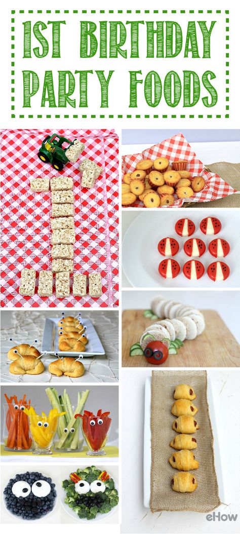 1st birthdays are so special! Be sure to have some fun with every aspect, including the food! These are some simple, fun ways to add playfulness to a child's birthday party.  http://www.ehow.com/list_7198082_food-ideas-1st-birthday-party.html?utm_source=pinterest.com&utm_medium=referral&utm_content=curated&utm_campaign=fanpage 1 Year Birthday Party Food Ideas, First Birthday Menu Ideas, Food For 1st Birthday Party, Baby Birthday Food, 1st Birthday Party Food Ideas, 1st Birthday Food Ideas, First Birthday Party Food Ideas, First Birthday Food Ideas, Ideas For First Birthday