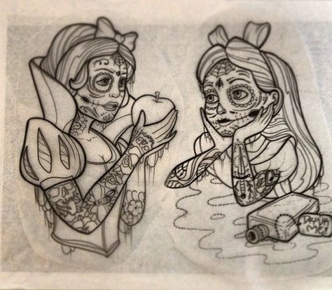 Disney princess sugar skull Day Of The Dead Tattoo, Tattoo Disney, Princess Tattoo, Day Of The Dead Art, Witch Tattoo, Geometric Nature, Sugar Skull Tattoos, Disney Snow White, Skull Tattoo Design