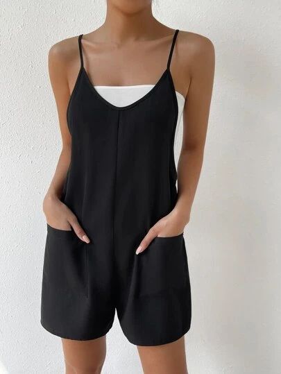 Tube Top Jumpsuit, Sleeveless Romper Jumpsuits, Spaghetti Strap Rompers, Cami Romper, Overall Jumpsuit, Jumpsuit Elegant, Romper Jumpsuit, Romper Outfit, Black Camis