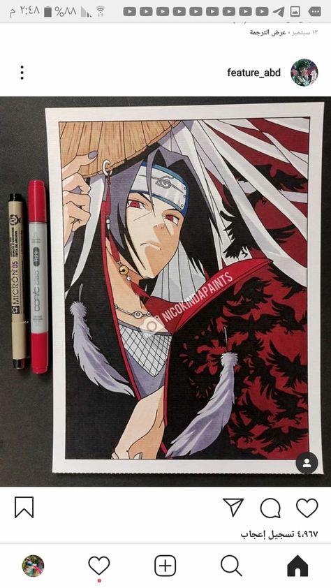 Itachi Uchiha Drawing Color, Itachi Drawing Color, Akatsuki Drawing Pencil, Itachi Drawings, Itachi Drawing, Ikuto Tsukiyomi, Galaxy Drawings, Naruto Painting, Color Pencil Sketch