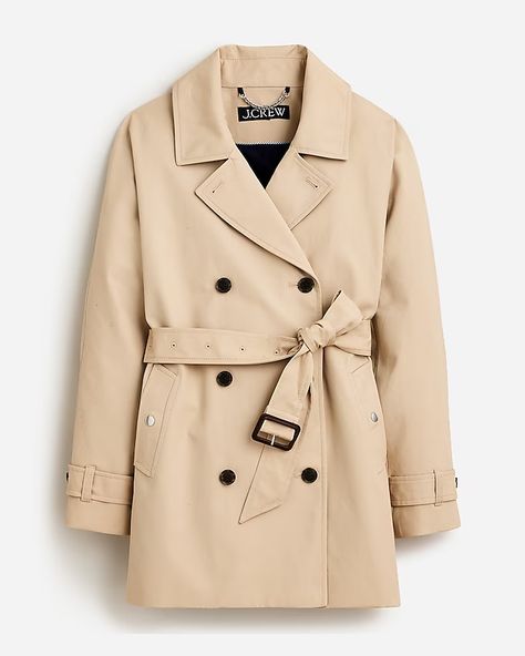 J.Crew: Short Trench Coat For Women Trench Coat Dress, Short Trench Coat, New England Fall, Ribbed Turtleneck Sweater, Coat For Women, Ribbed Turtleneck, Trench Coats Women, Sweater And Shorts, Flared Sleeves