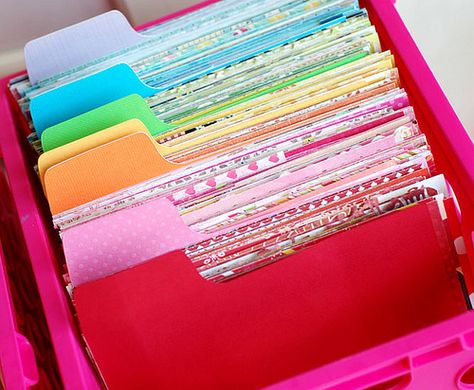 50 Genius Storage Ideas ~ File your scrapbook and craft paper! Easier to find when you need it. Scrapbook Paper Storage, Scrapbook Storage, Scrapbook Organization, Dream Craft Room, Scrapbook Room, Office Crafts, Craft Room Storage, Craft Room Office, Paper Storage