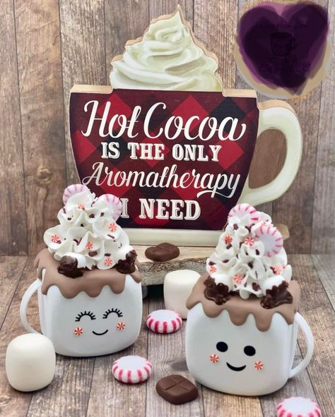 Diy Snowglobe Ideas, Mug Toppers Diy, Marshmallow Ornaments, Fake Hot Cocoa Mug Diy, Faux Hot Cocoa Mugs Diy, Diy Faux Hot Cocoa Mugs, Fake Hot Chocolate Mugs, Faux Hot Chocolate Mugs, Christmas Hot Cocoa Tiered Tray