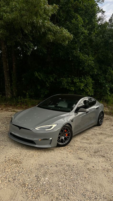 Tesla model s plaid grey wrap Gray Tesla Model 3, Grey Tesla Aesthetic, Model S Plaid Tesla, Tesla Model S Plaid Wallpaper, Tesla Model S Wrap, Grey Tesla Model 3, Nardo Grey Cars, Tesla Wrapped, Tesla S Plaid