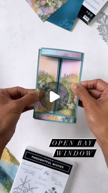 Barry & Jay Soriano on Instagram: "New Fun Fold Card: Open Bay Window . Video tutorial on Mitosu Crafts’ youtube channel in 2 parts . Measurements in Imperial and Metric . Decorated with Thoughtful Journey DSP and Thoughtful Wishes Bundle by Stampin’ Up! . Grab your cardmaking & papercraft supplies and get creative . #funfold #fancyfold #cardmaker #papercrafter #baywindow #stampinup #thoughtfuljourney #thoughtfulwishes #dsp #handmadecard #cardideas" Bay Window Card Tutorial, Stampin Up Thoughtful Journey Dsp, Thoughtful Journey Stampin Up Cards, Bay Window Card, Window Video, Mitosu Crafts, Handcrafted Christmas Cards, Card Folds, Window Cards