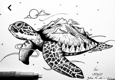 Tortoise Drawing, Turtle Sketch, Sea Turtle Drawing, Dragon Tattoo Ideas, Sea Turtle Tattoo, Turtle Tattoo Designs, Back Drawing, Galapagos Tortoise, Turtle Drawing