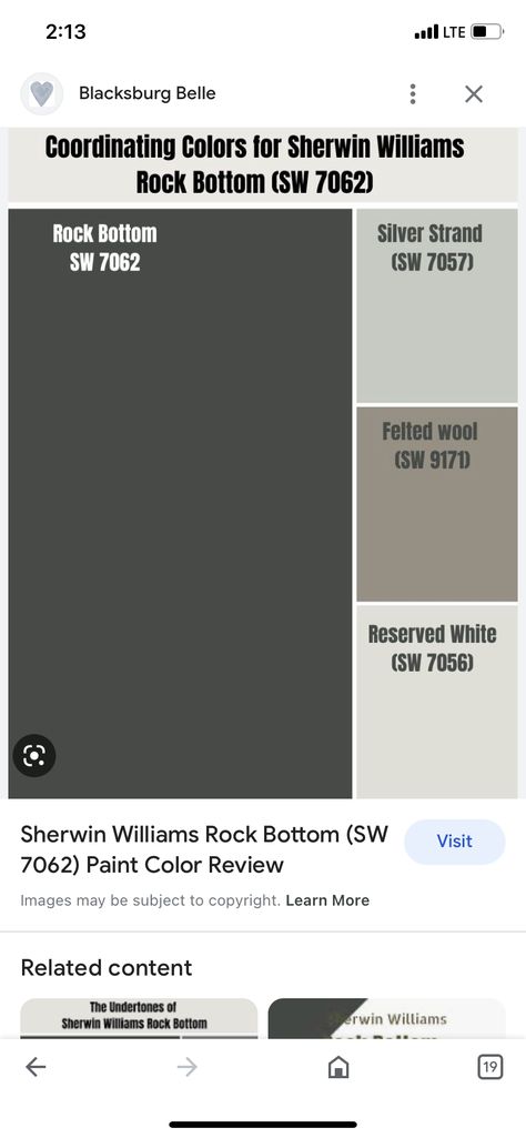 Rock Bottom Sherwin Williams Coordinating Colors, Rock Bottom Sherwin Williams, Painted River Rocks, The Undertones, Urban Interiors, Kitchen Paint Colors, House Color, House Paint, Rock Bottom