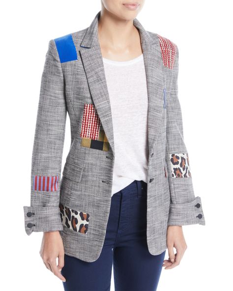 Patchwork Trends, Patchwork Blazer, Upcycled Jackets, Diy Clothes Refashion, Upcycle Clothes Diy, Check Blazer, Upcycle Sewing, Repurposed Clothing, Upcycle Sweater