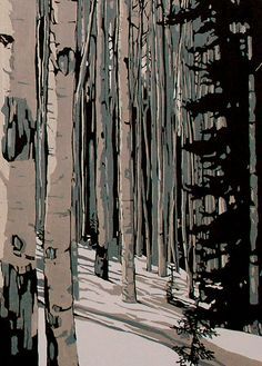 Birch Forest, Linocut Art, Woodcuts Prints, Winter Storm, Wood Engraving, Winter Art, Printing Press, Woodblock Print, Linocut Prints