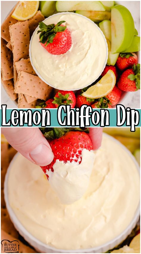 Lemon Fruit Dip, Lemon Dip, Dessert Dip Recipes, Fruit Dips, Bbq Party Food, Fruit Dips Recipes, Cream Dip, Lemon Yogurt, Sweet Dips