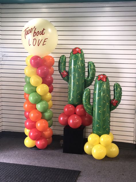 Fiesta Theme Balloon Arch, Fiesta Balloon Column, Mexican Theme Balloon Garland, Taco Bout Love, Cactus Balloon, Arch Balloon, Mexican Fiesta Party, Baby Boy 1st Birthday Party, Second Birthday Ideas