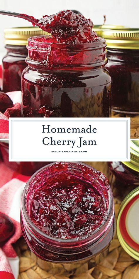 Sweet Cherry Jam, Cherry Jelly Recipes, Homemade Cherry Jam, Cherry Jam Recipe, Canning Instructions, Fruit Jam Recipes, Cherry Jam Recipes, Canning Jam Recipes, Cherry Preserves