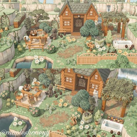 Animal Crossing Entrance, Aesthetic Animal Crossing, Woodsy Home, Animal Crossing Inspiration, Cottage Core Animal Crossing, Acnh Interior, Acnh Hhp, Cottagecore Ideas, Cottagecore Animal Crossing