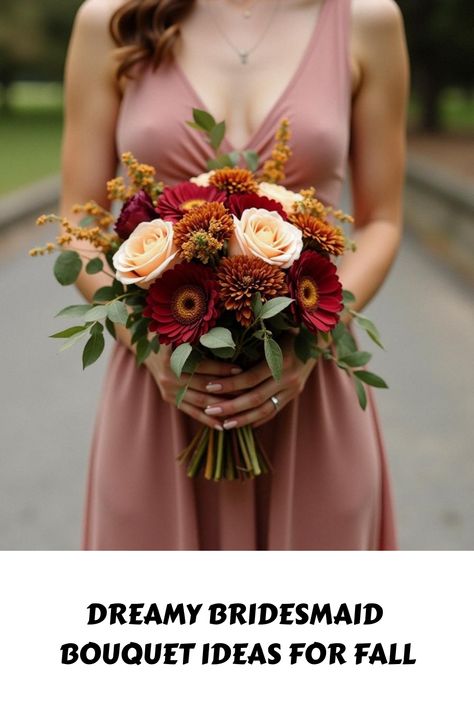 Dreamy Bridesmaid Bouquet Ideas for Fall Fall Wedding Bouquets Bridesmaids, Bridesmaid Single Flower Bouquet, Simple Fall Wedding Bouquets, Simple Wedding Bouquet Ideas, Bridesmaid Bouquet Ideas, Simple Bridesmaid Bouquets, Fall Flower Wedding Bouquets, Diy Bridesmaid Bouquet, Unique Fall Wedding