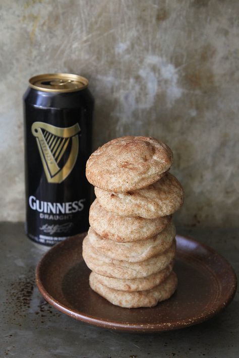 Guinness Snickerdoodles - Heather Christo Guinness Recipes, Beer Cookies, Cooking With Beer, Boozy Desserts, Allergy Free Recipes, Beer Recipes, Irish Recipes, Live Free, Snickerdoodles