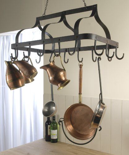 Wrought Iron 'Ellesmere' Pots & Pans Hanging Rack - 16 Hooks Black Country Metal Works http://www.amazon.co.uk/dp/B00F2GKG7Y/ref=cm_sw_r_pi_dp_9Jq5ub0VBP0Q9 Home Interior Catalog, Kitchen Utensils Design, Kitchen Utensil Rack, Trendy Kitchen Tile, Pot Racks, Pot Rack Hanging, Hanging Rack, Kitchen Cabinets Makeover, Kitchen Pot