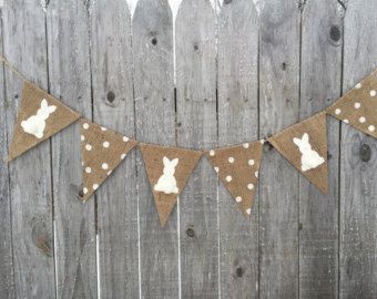 Easter Burlap Banner, Bunny Bunting, Hippie Diy, Easter Bunting, Burlap Easter Wreath, Bunny Banner, Bunny Garland, Easter Mesh Wreaths, Happy Easter Banner