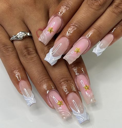 3d gel makes sets so fun 🩵⭐️💅🏼 - - - #gelx #gelextensions #nails #nailsofinstagram #nailart #nailinspo Nails With 3d Gel, Gelextensions Nails, Nail Designs 3d, Gel Extensions, Gel Nail Design, 3d Nail, 3d Nails, Gel Nail, Nail Design