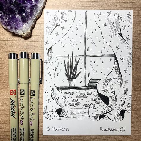 Jasmin on Instagram: “10. Day of Inktober ✨-Pattern- Curtains on a rainy day - - - - -…” Rainy Day Doodle Art, Sketch Rainy Days, Drawing Ideas For Rainy Days, Drawing Of Rainy Day, Rainy Day Sketch Drawing, Rainy Drawing Aesthetic, Rain Drawing Sketches Rainy Days, Rainy Day Drawing Ideas, Rainy Days Drawing