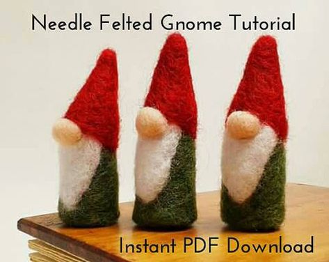 Miniature Gnomes, Small Gnomes, Felt Gnome, Tovad Ull, Felting Tutorial, Needle Felted Ornaments, Hantverk Diy, Norwegian Christmas, Needle Felting Tutorial