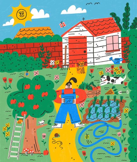 Gardening Spot The Difference - Tess Smith-Roberts Eco Packaging Design, Fashion Education, Kids Graphic Design, Dream Illustration, Illustration Procreate, Spot The Difference, Procreate Ipad, American Gothic, 캐릭터 드로잉