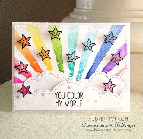 Pink Ink Originals: My Top 15 projects of 2015! Rainbow Cards, Lawn Fawn Stamps, Lawn Fawn Cards, Rainbow Card, Star Cards, Color My World, Birthday Cards Diy, Lawn Fawn, Stars And Stripes